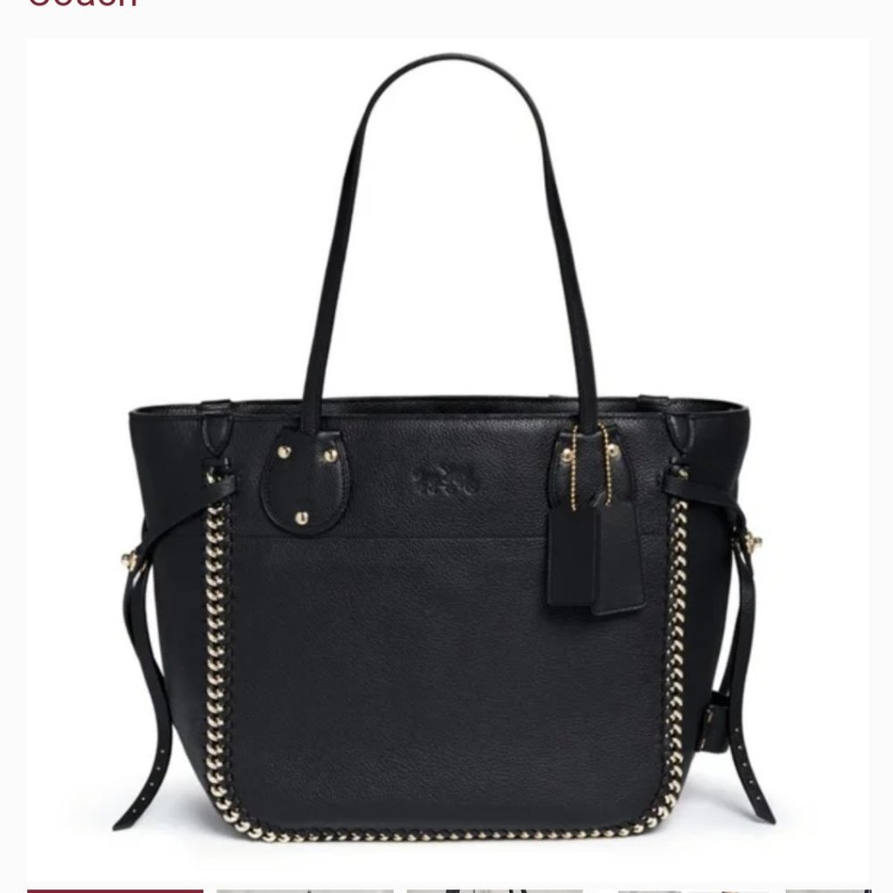 Coach Leather Tatum Tote with Whiplash